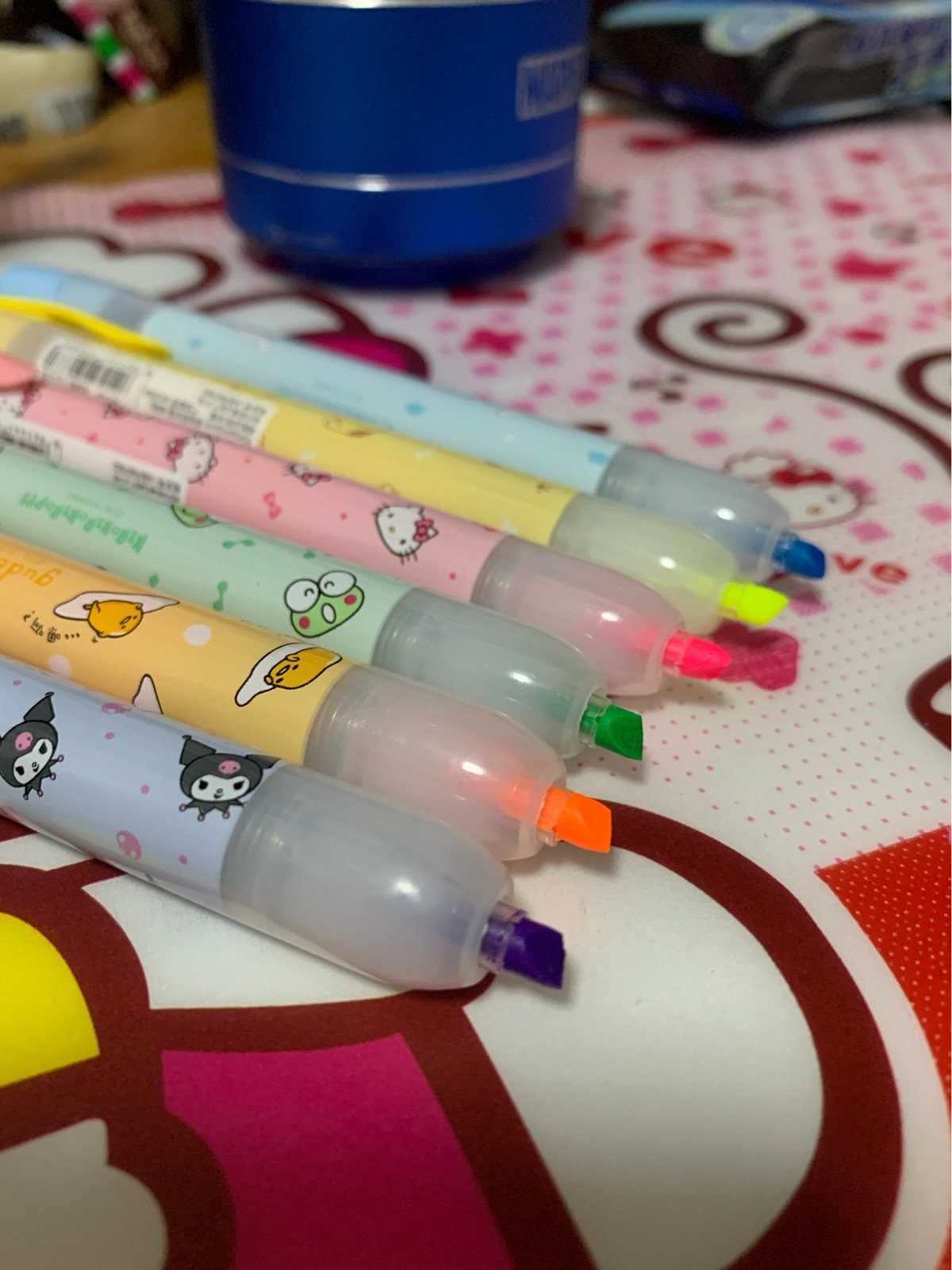 miniso名创优品按动记账荧光笔可爱卡通kitty美乐蛋黄中性笔