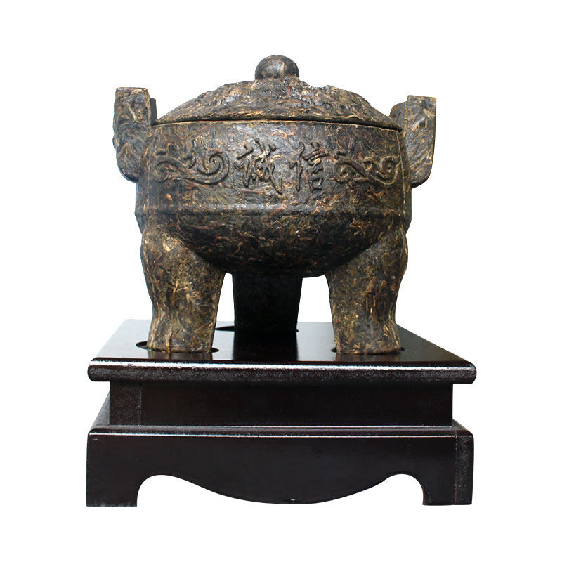 普洱工艺茶鼎摆件创意茶雕礼品办公室桌面酒柜摆件