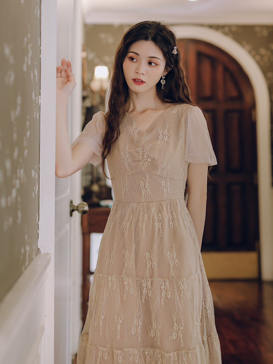 蜜搭连衣裙蕾丝森系仙森女超仙女裙子连衣夏装连衣裙