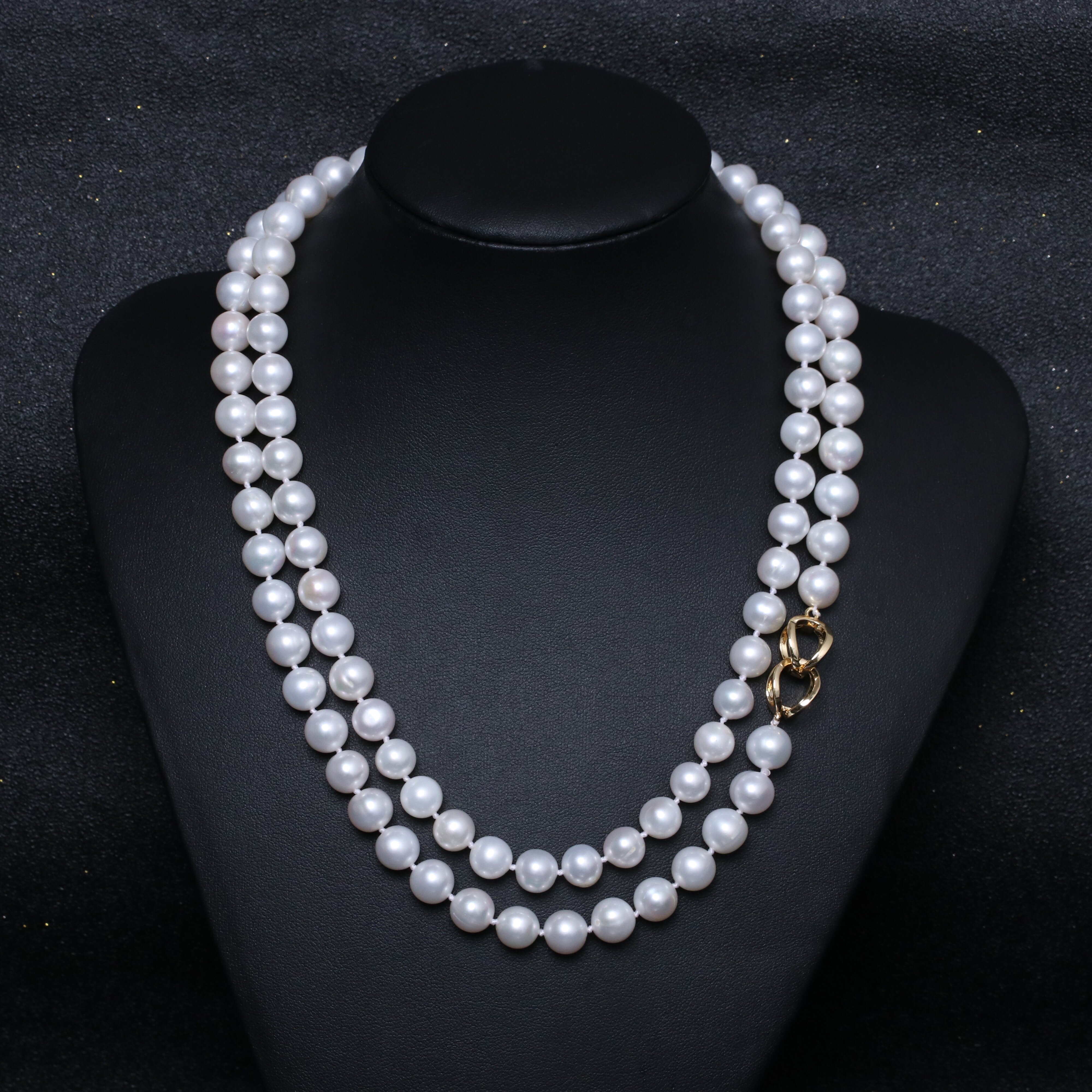 910mm珍珠毛衣淡水圆珠项链颈链百变扣多戴款颈饰