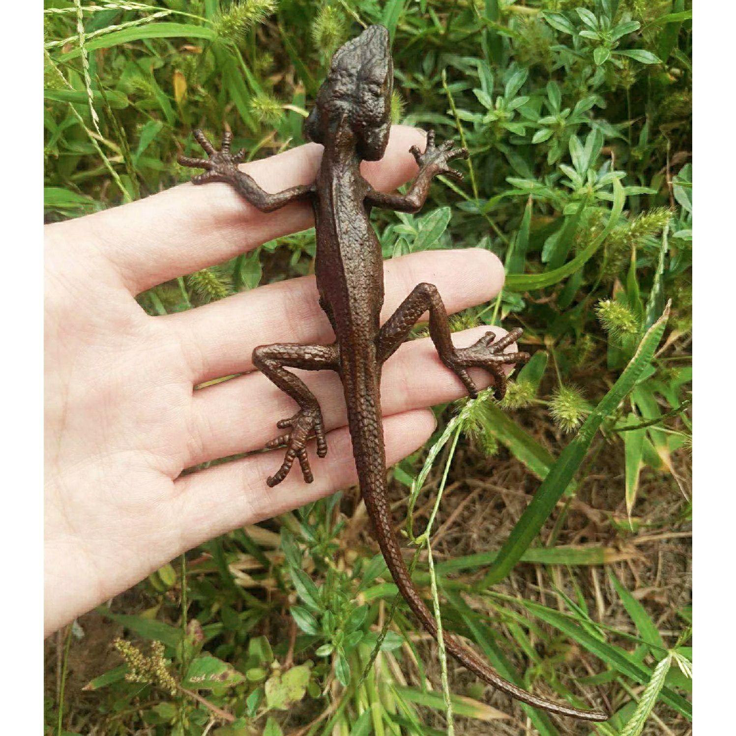 实心纯铜蜥蜴壁虎摆件古玩铜小件仿古铜器铜雕摆件