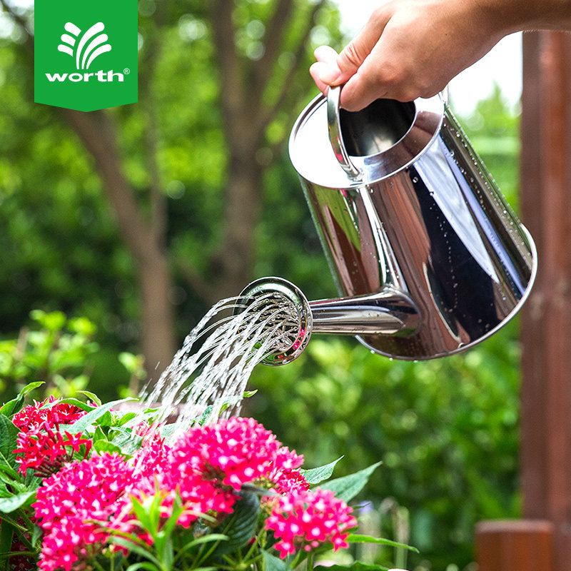 水壶沃施worth园艺不锈钢洒水花园花洒浇花种菜洒水