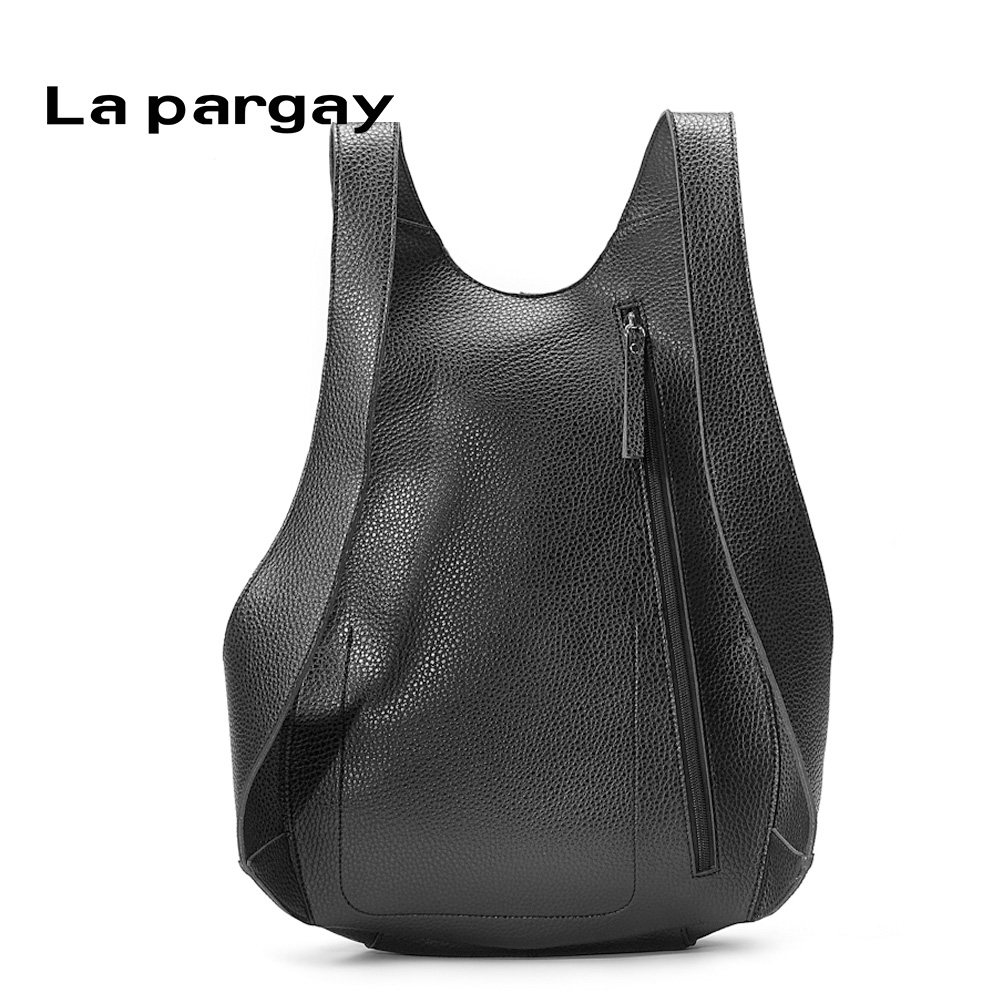 lapargay纳帕佳旅行休闲双肩背包简约森系男女学生黑白色乌龟书包