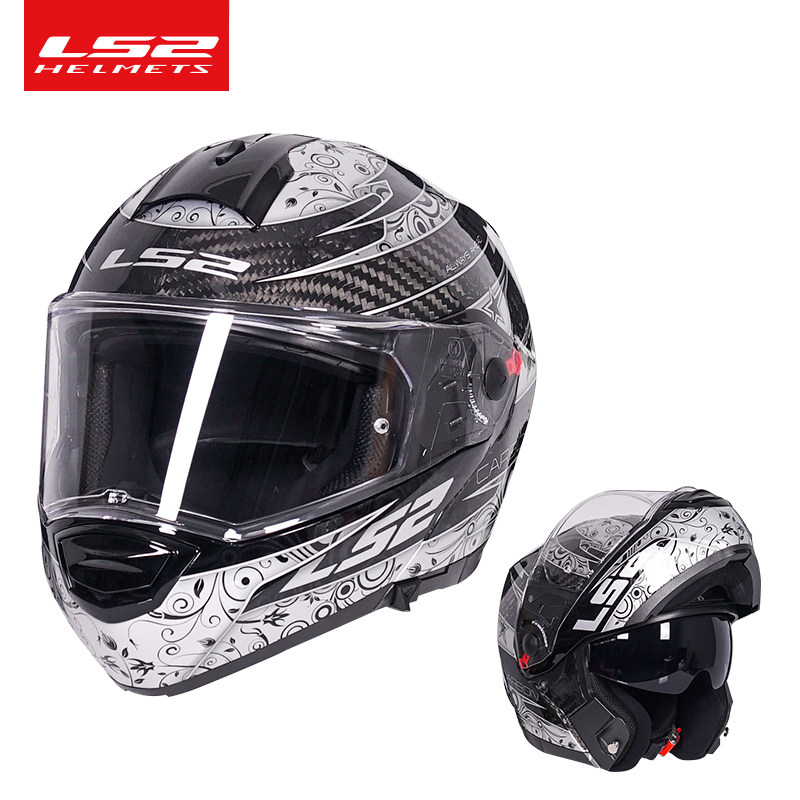 ls2摩托车头盔全盔碳纤维越野盔揭面盔拉力机车摩托车头盔