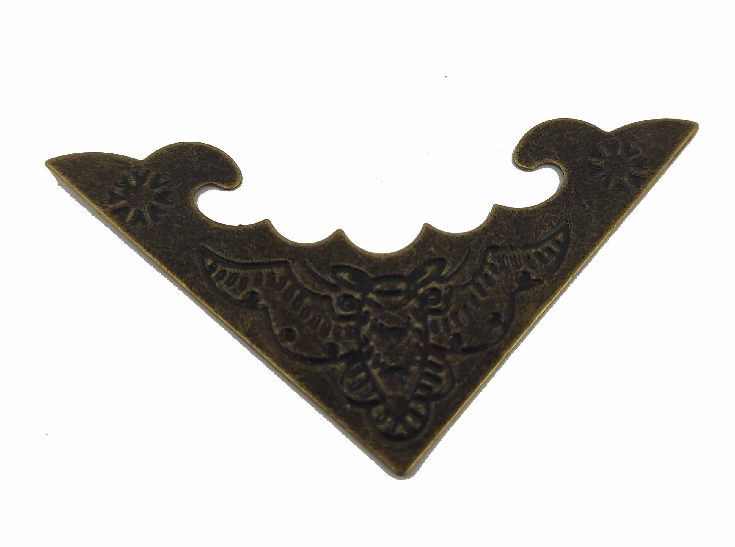 59mm边长大号黄色蝙蝠角片三角片装饰角码木盒四边装饰角铁皮包角