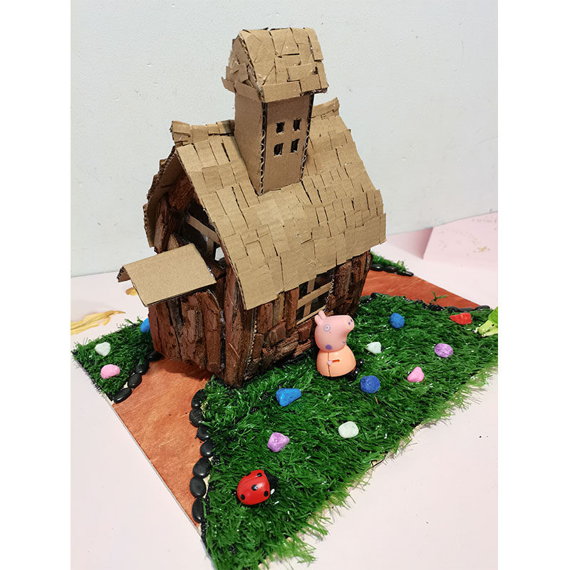 废旧利用变废为宝手工成品纸盒房子纸箱小木屋定做手工创意粘贴类