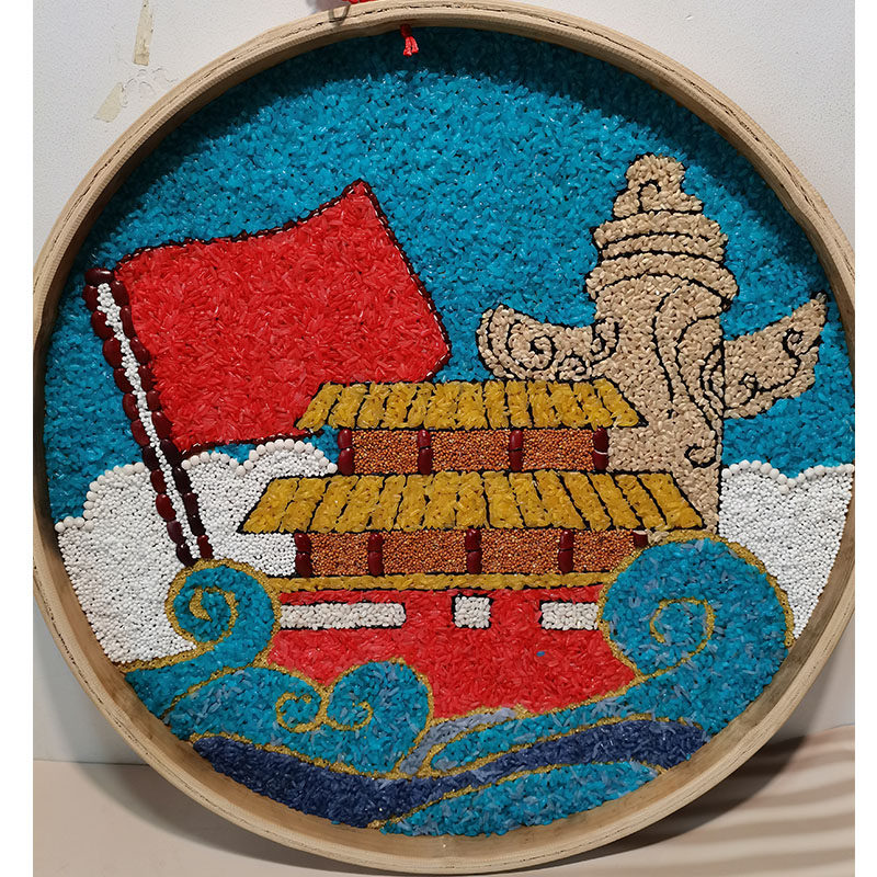 五谷杂粮豆子米画竹筛画节庆主题成品粮食厘米半成品手工创意粘贴类