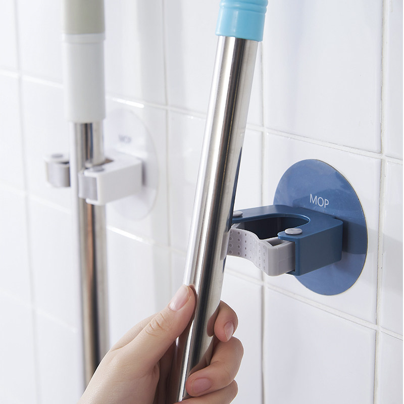 拖把夹挂神器打孔强力无痕粘钩壁挂卫生间扫把挂钩