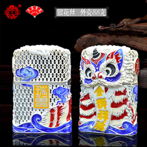 Original Silver Workshop Lighter 925 SILVER FLOWER SILK ENAMEL COLOR LUMINOUS TANGLION HONG SHIPPED AS HEAD DANCE LION BULL SUIT