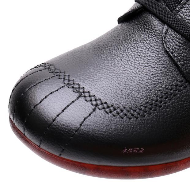 上海第一皮鞋厂登云加绒妈妈棉鞋休闲短靴软真皮骑士低跟侧拉链女