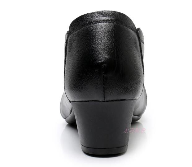 上海第一一皮鞋厂登云正品系带深口裸靴粗跟单鞋