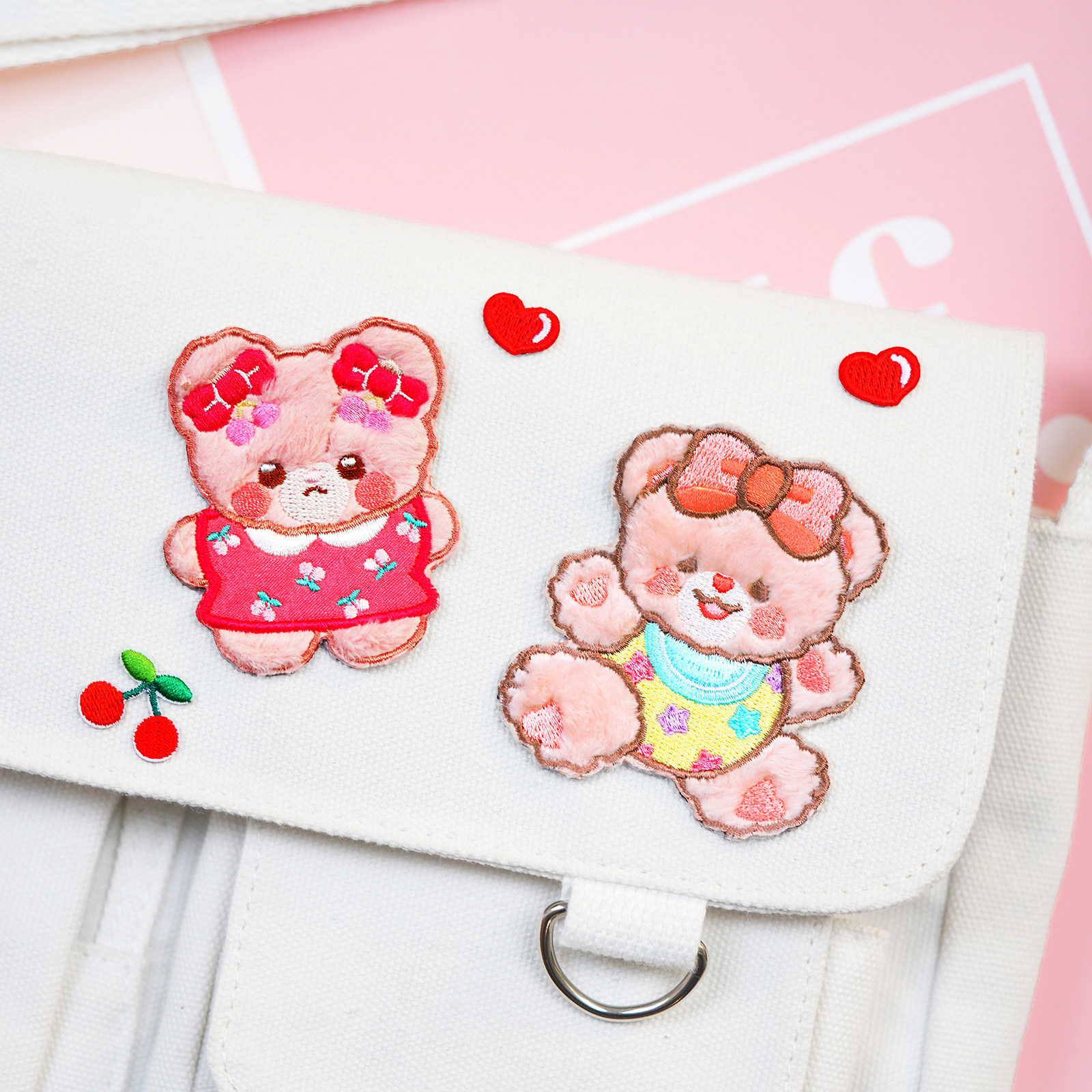 软萌毛绒小熊刺绣布贴ins可爱手帐贴纸手机布贴