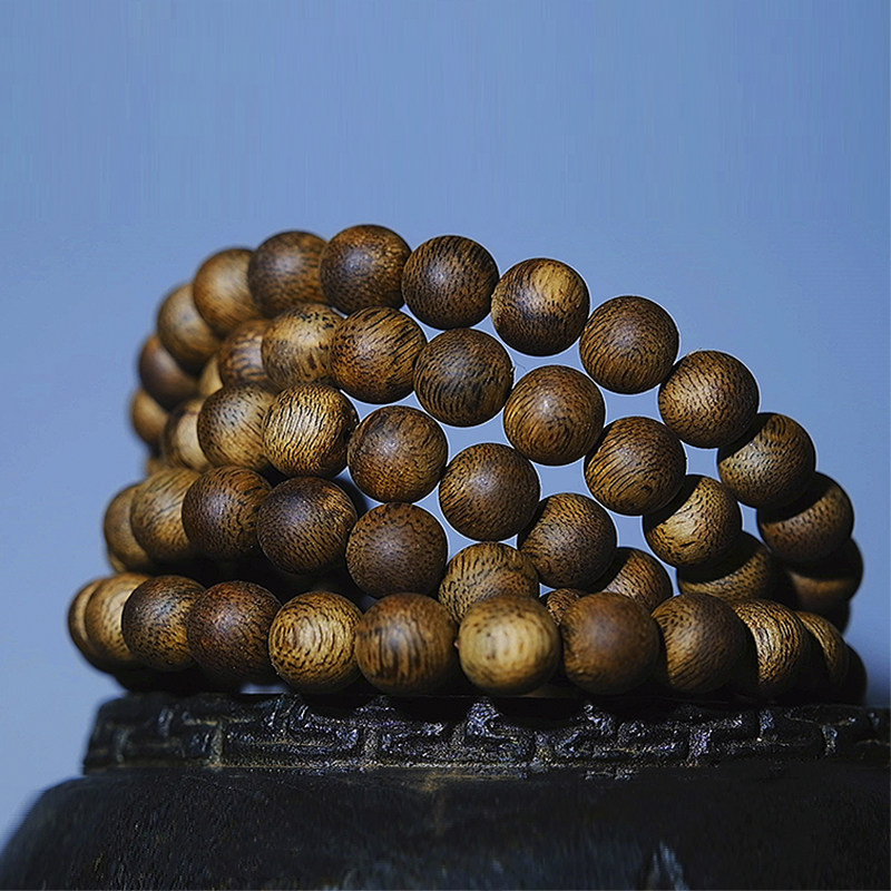 精品天然奇楠沉香手串88mm海南绿棋楠木珠凉佛珠