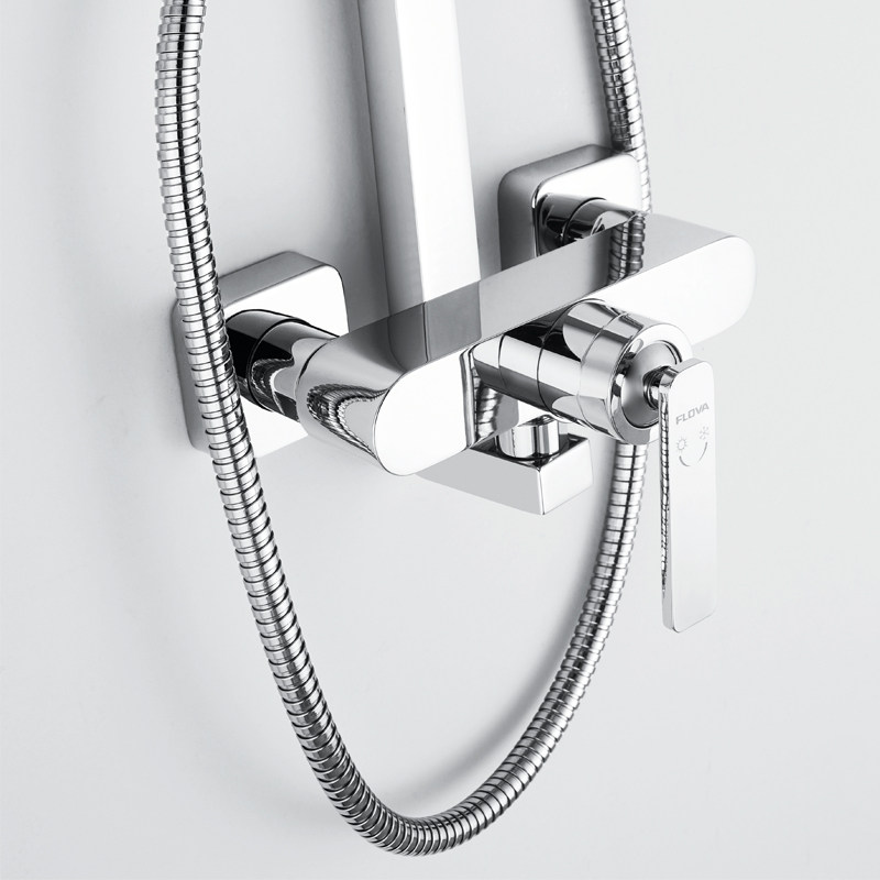 丰华 明装方形淋浴花洒套装铜混水阀淋浴花洒喷头淋浴器水龙头