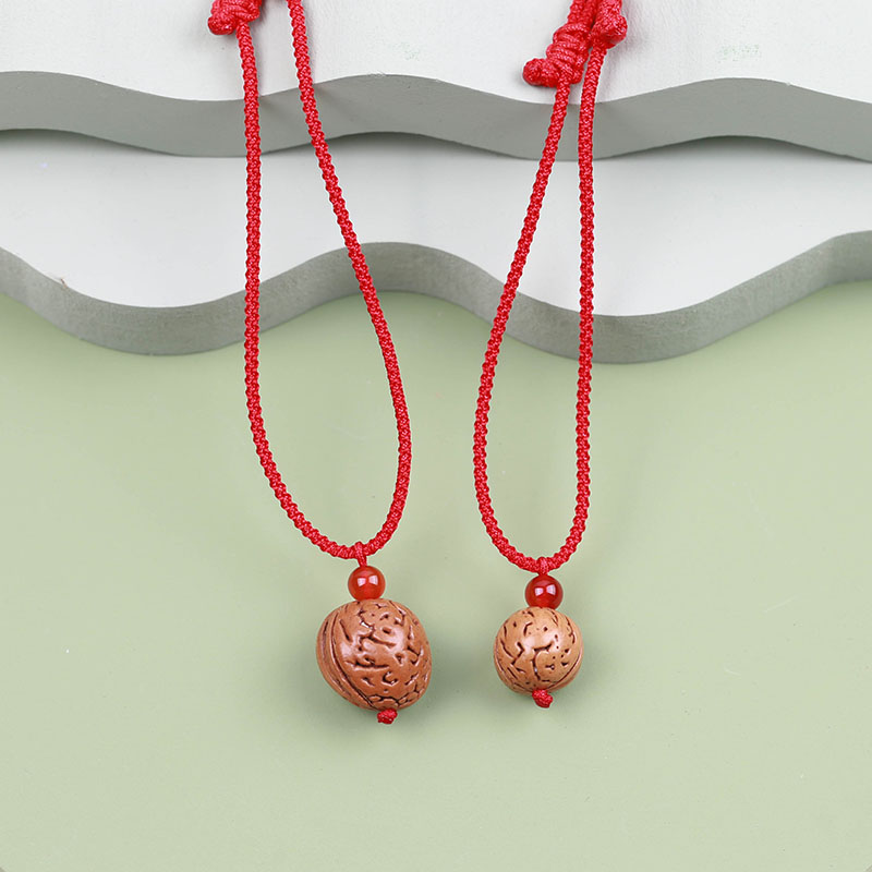 宝宝儿童成人男女天然野生桃核平安项链水滴项坠