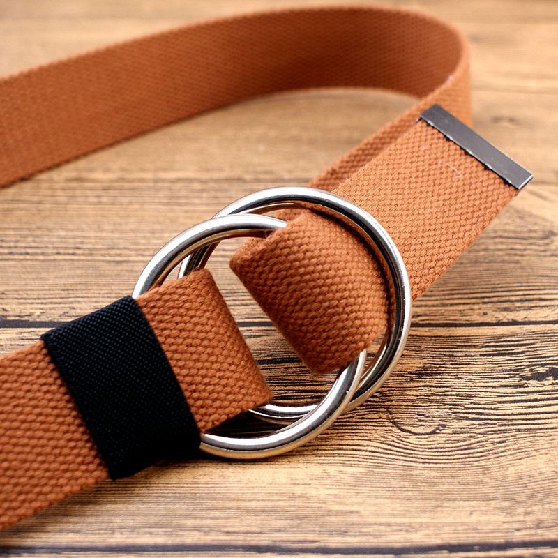 环扣男士圆圈帆布腰带双环皮带学生腰带