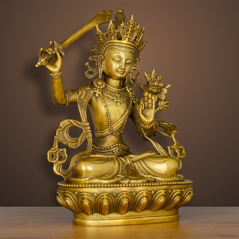 福佑林密宗文殊菩萨佛像纯铜藏传文殊师利家居佛堂供奉摆件工艺品
