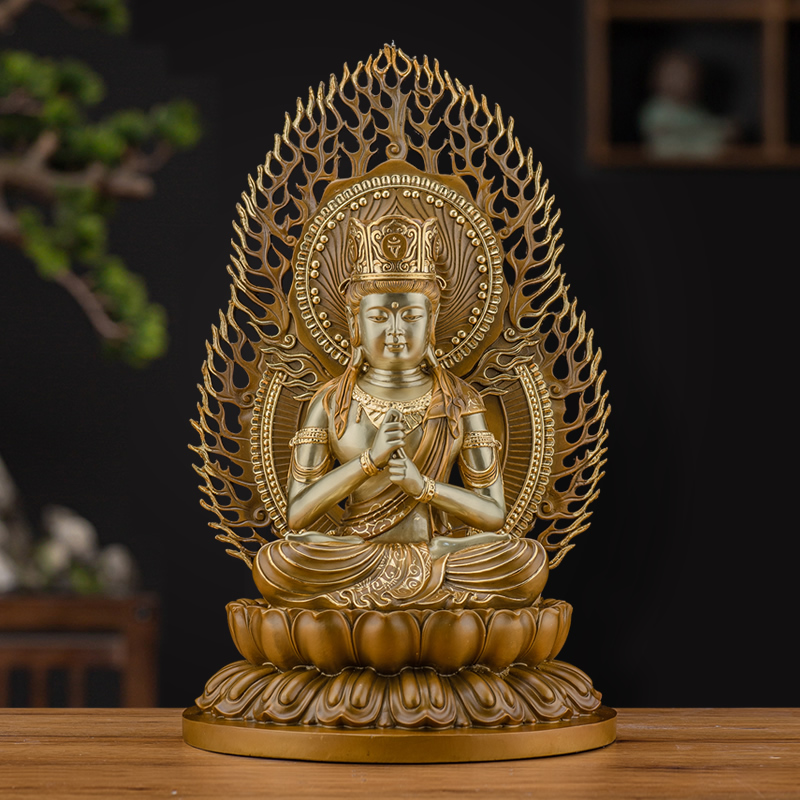 福佑佛具纯铜彩绘金大如来佛毗卢遮那佛家家用摆件