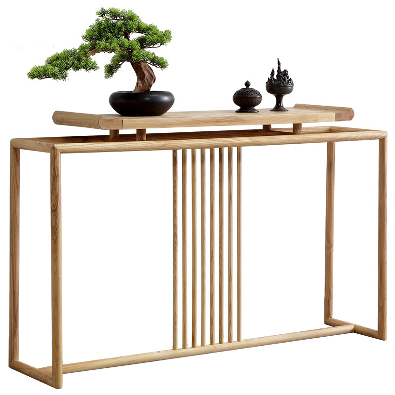 喜舍馨居 新中式玄关全实木案台案几白蜡木玄关柜条案供桌端景台