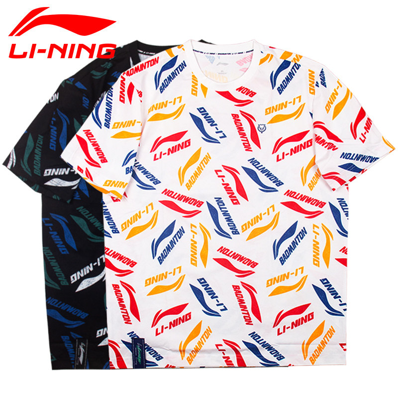 中国李宁短袖2021新款男女同款情侣羽毛球印花运动t恤