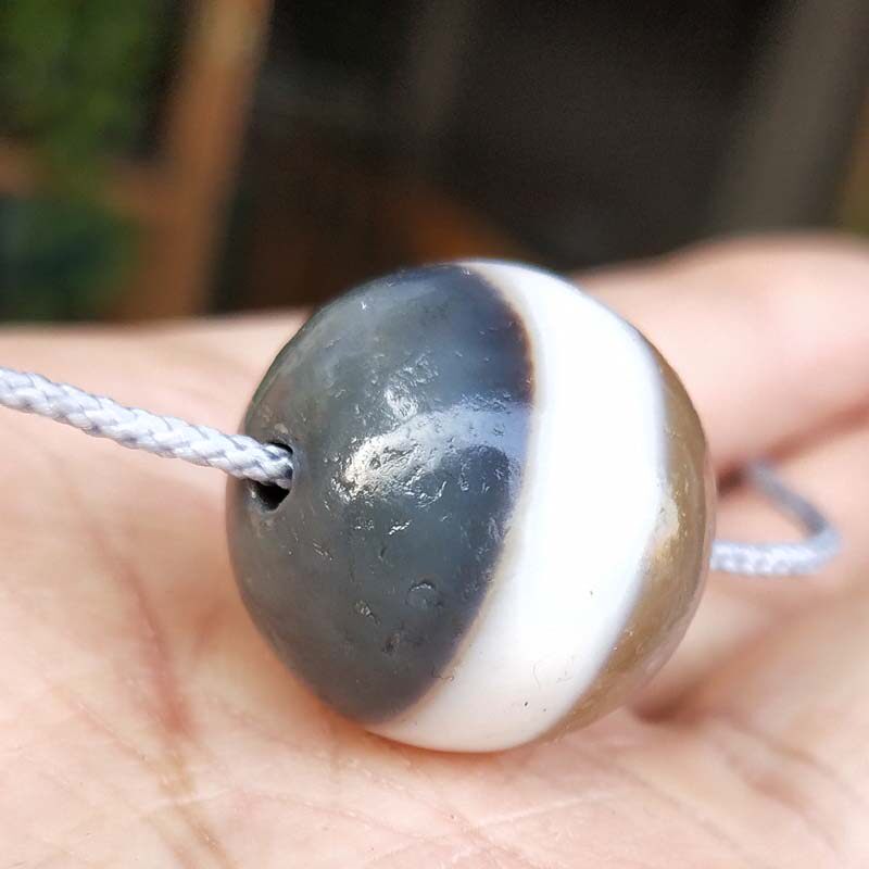 藏传灰皮蓝沁宽线一线药师玛瑙配珠天地珠子其他diy饰品配件