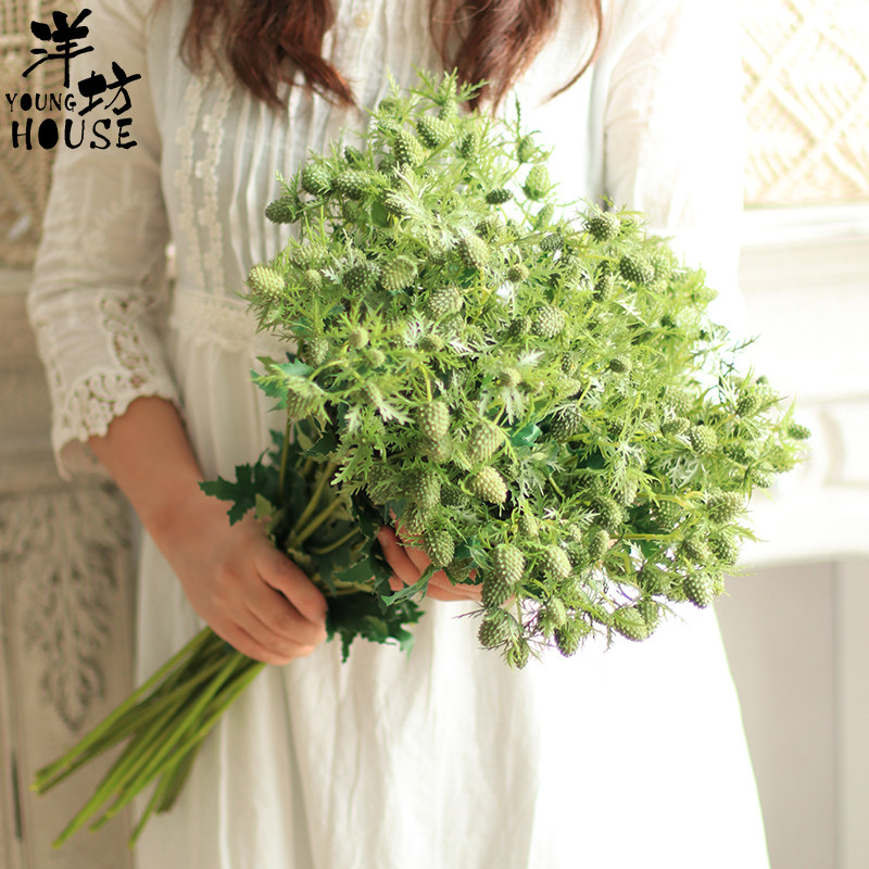 洋坊花艺造景插花花店装饰客厅摆件家居刺芹仿真花