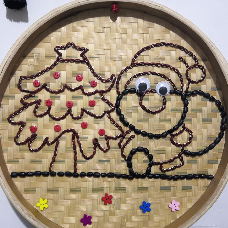 圣诞老人圣诞树五谷杂粮豆子贴画粮食种子作业儿童手工手工创意粘贴类