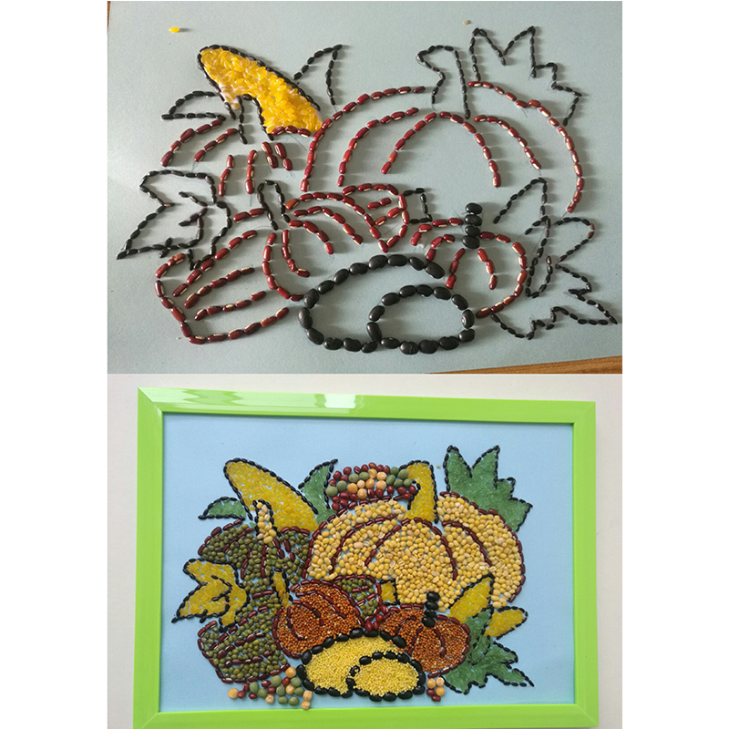 秋天果实秋收幼儿园亲子手工材料五谷杂粮豆子贴画手工创意粘贴类