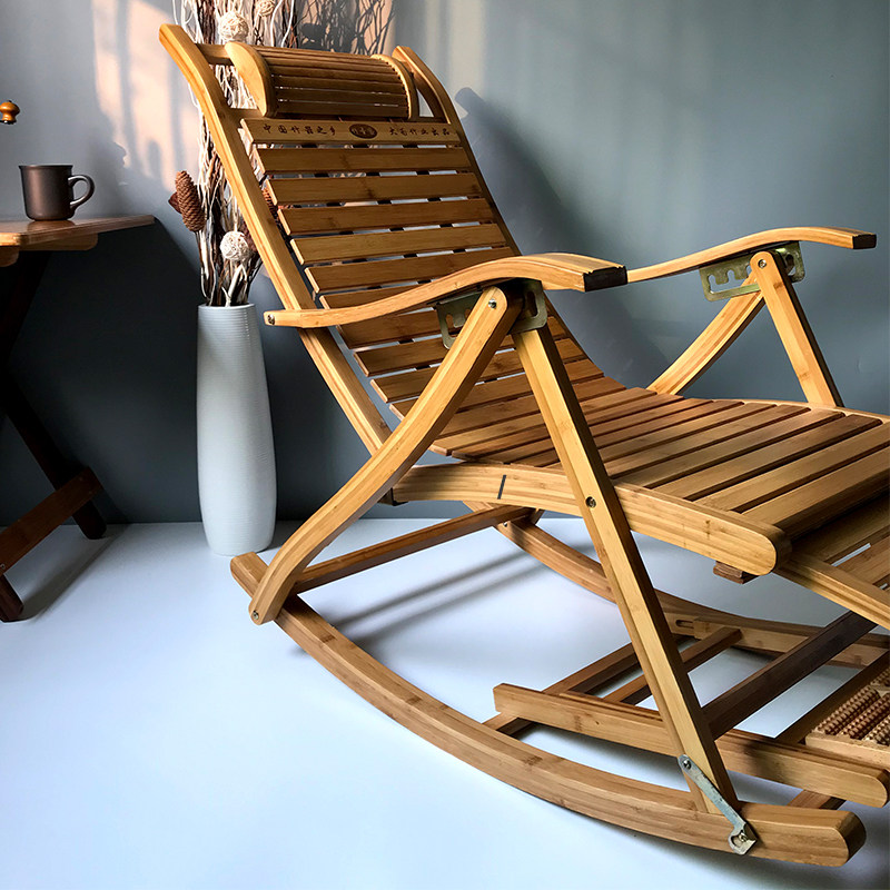 竹躺椅折叠摇椅家用阳台凉椅子成人午睡老人休闲逍遥椅藤编沙滩椅