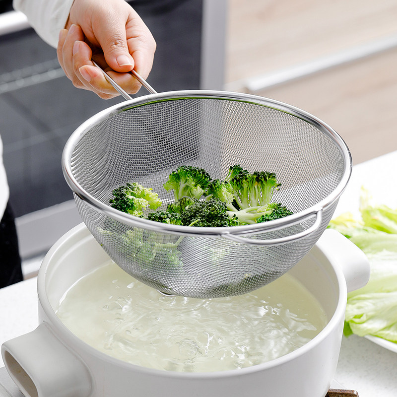 日本进口吉川不锈钢漏勺过滤网筛捞面勺火锅耐高温漏勺