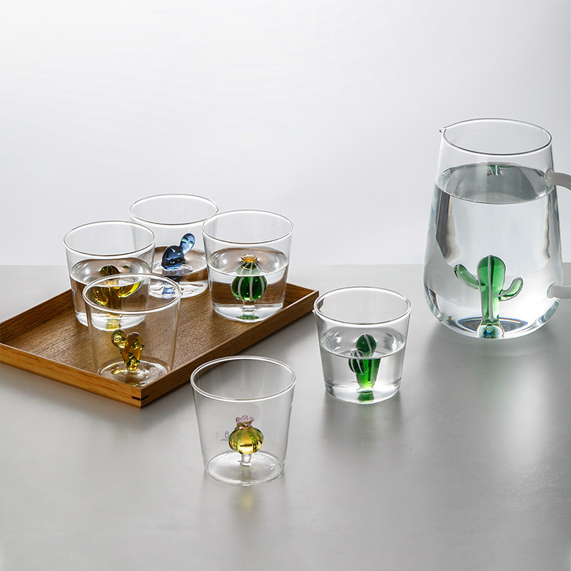 意大利进口ichendorf创意玻璃杯立体植物造型水杯耐热玻璃杯