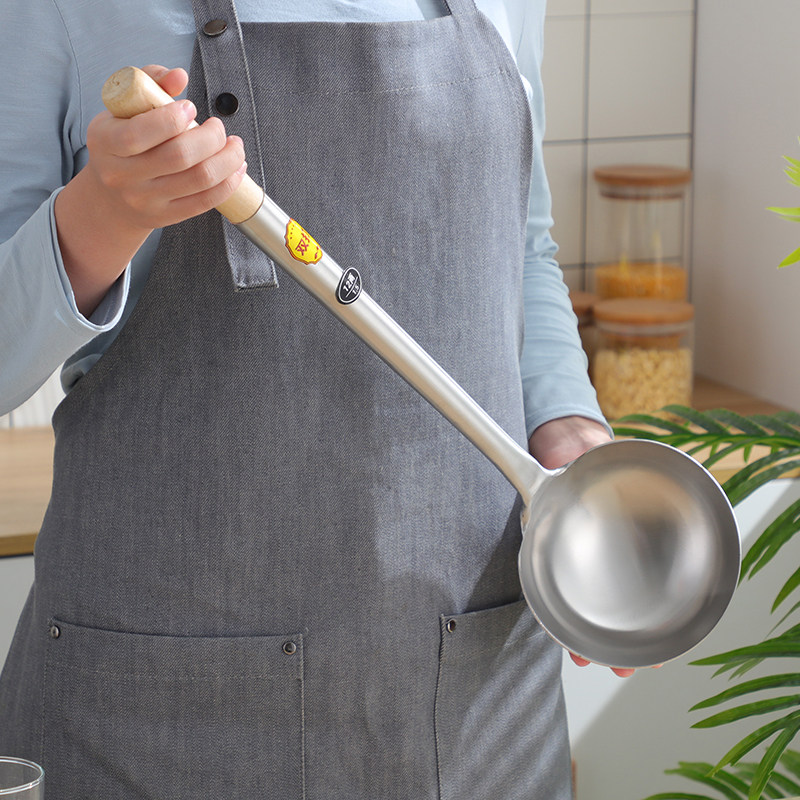 炒勺特厚厨师专用不锈钢长柄炒菜勺大汤勺