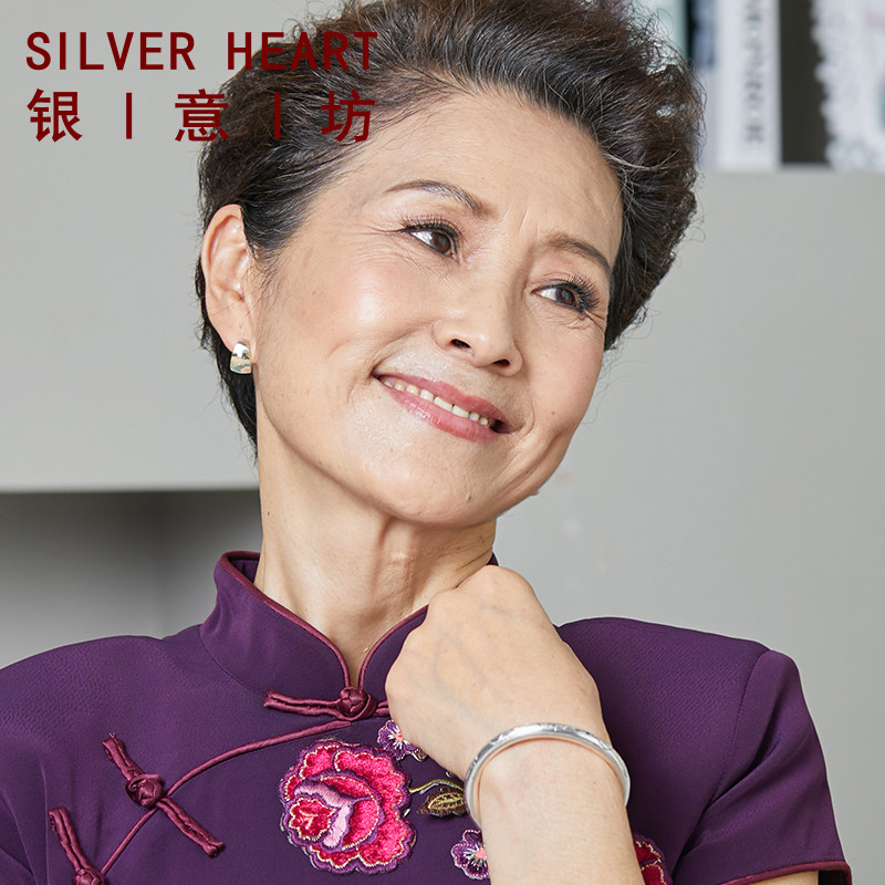 耳圈纯银妈妈母亲节礼物光面素圈耳环气质首饰耳环