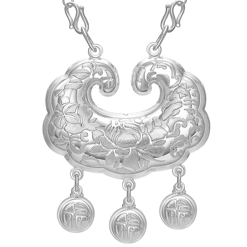 银锁银意坊9999满月包满月纯银儿童宝宝婴儿小孩项链