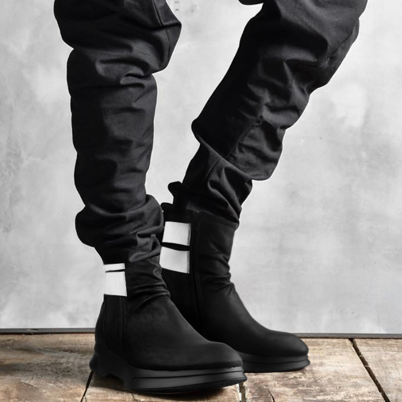 奈瑟高街撞色高帮鞋男机能风男靴松糕鞋厚底休闲鞋增高男鞋