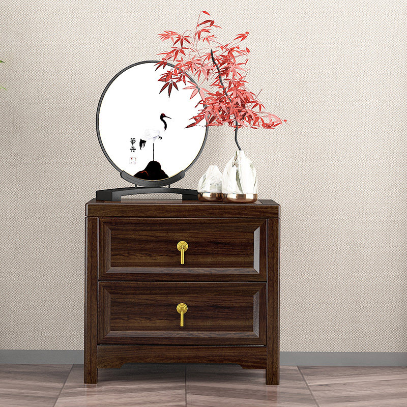 中式华日家居新中式床头柜柜子收纳储物柜卧室实木家具床头柜