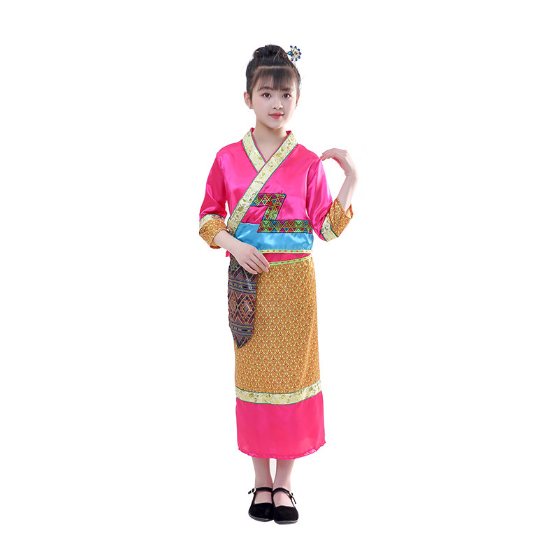 儿童六一多色泰国传统民族服装傣族女童短袖生活民族服装