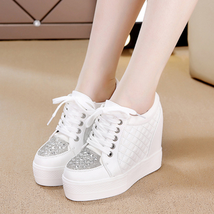 女式白色网鞋女内增高透气网纱2020新款百搭春夏季学生显瘦休闲鞋-领