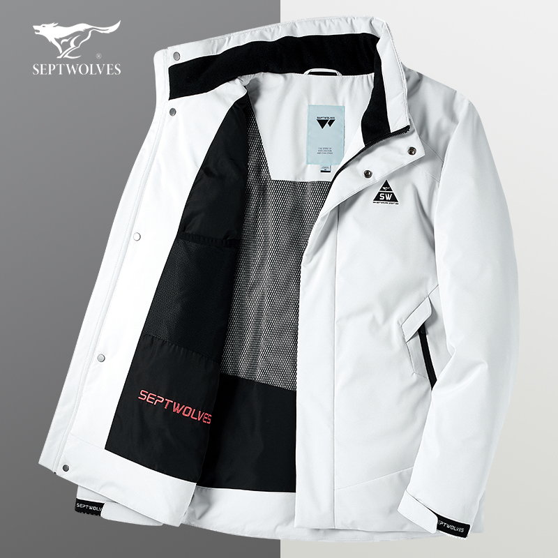 七匹狼羽绒服男潮牌轻薄短款立领2021冬季新款官方商务中老年外套