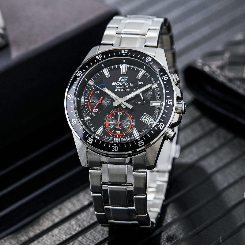 手表卡西欧casio时尚商务防水钢带石英男士efv540d1a2日韩腕表