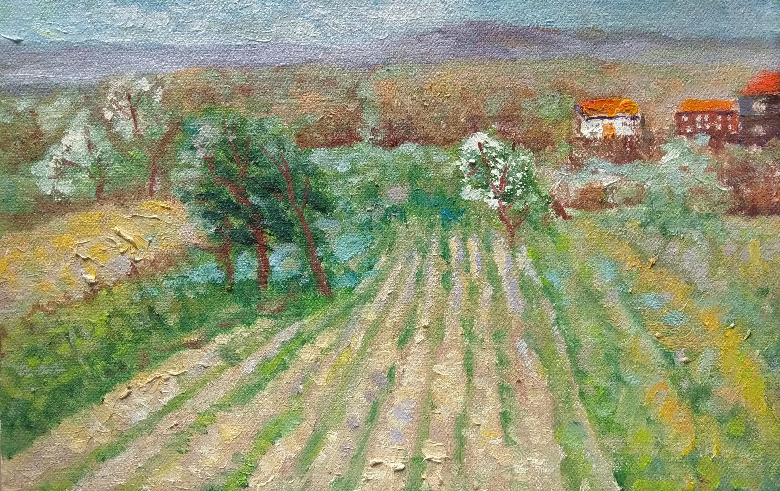 手绘原创风景自制油画作品乡村现代简约装饰画欧式餐厅油画