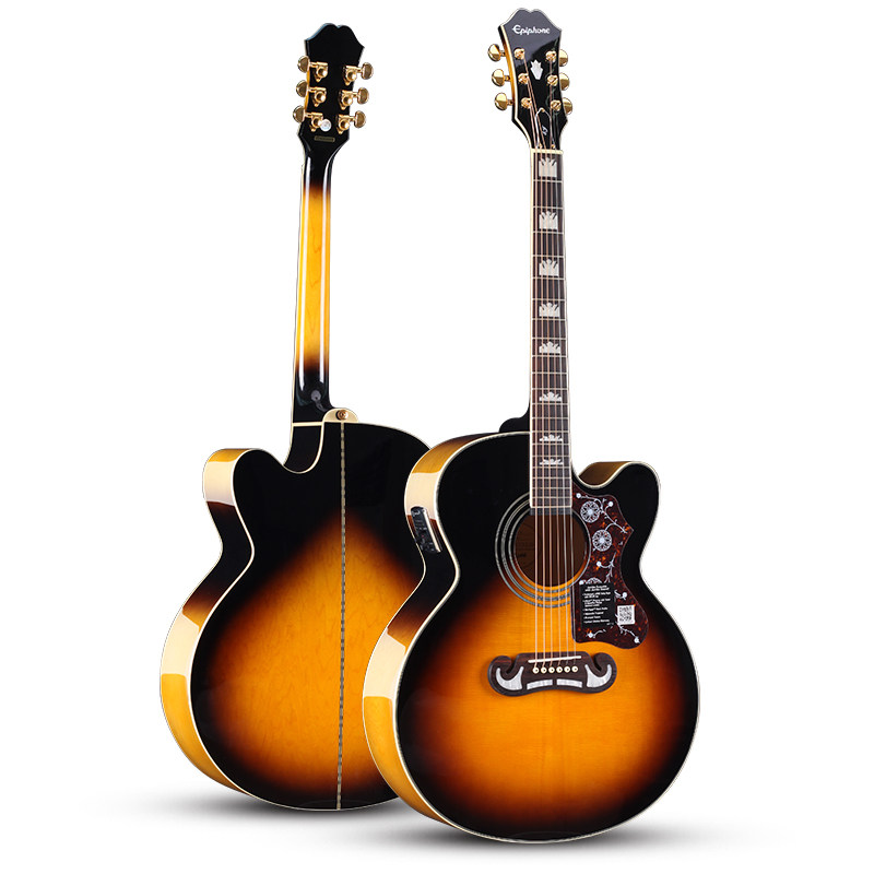 吉他epiphoneej200sce42寸民谣电箱单板五月天怪兽签名吉他民谣吉他