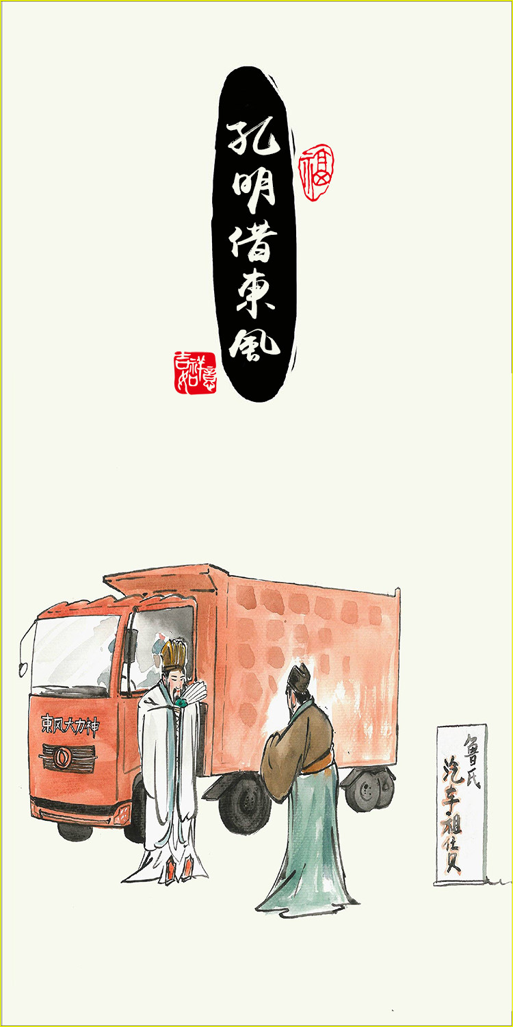 搞笑三国 三英战吕布唐伯虎啸山林图恶搞八骏图借东风装饰卷轴画