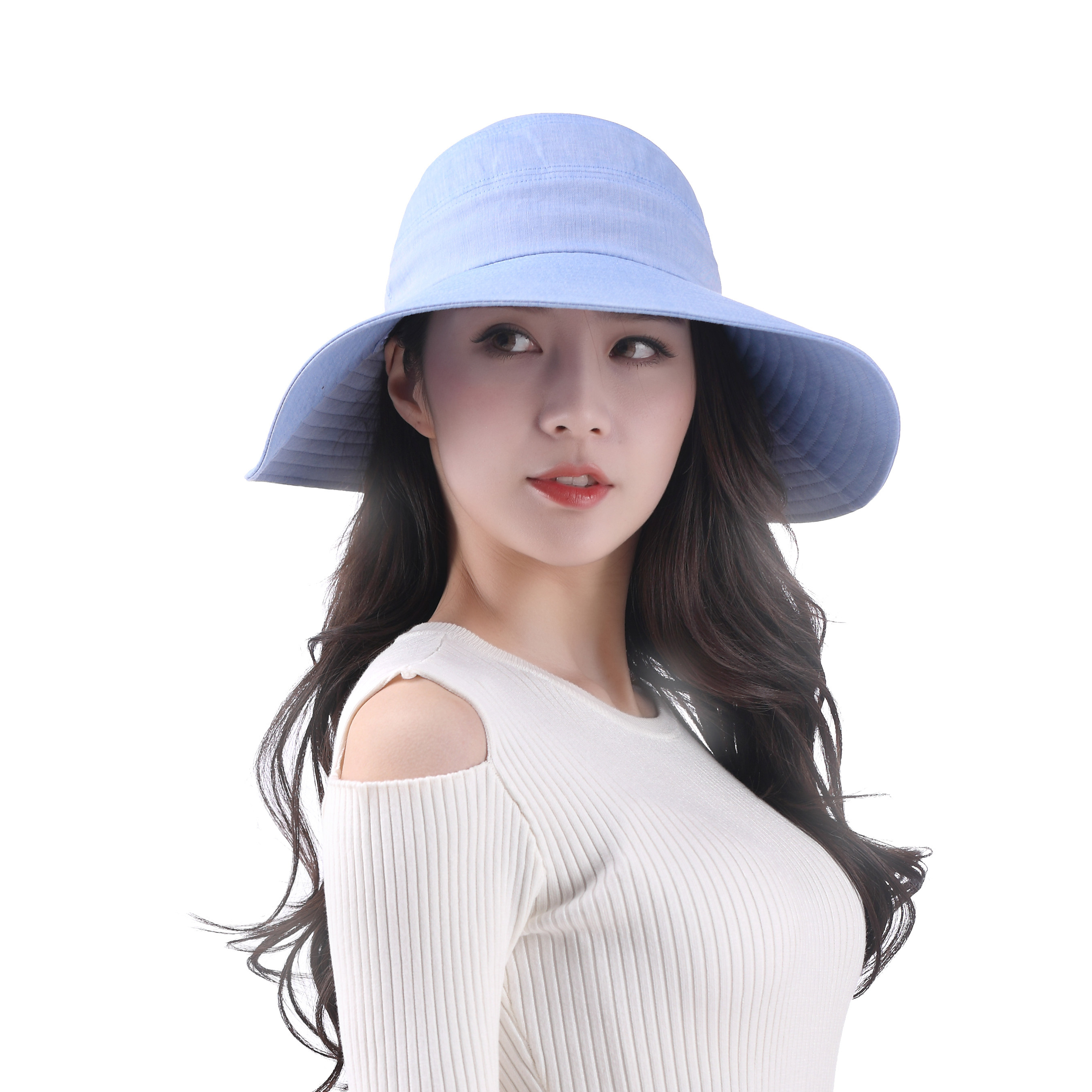 日本小脸upf50帽沿女帽夏季防紫外线太阳帽沙滩折叠帽子