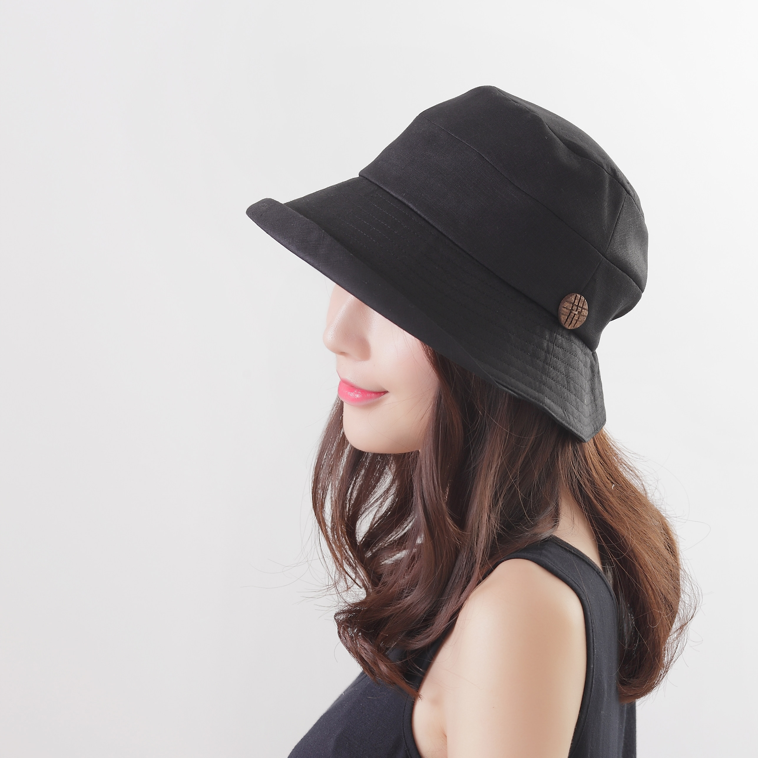 日本春秋帽子棉麻渔夫遮阳帽太阳帽旅行帽小帽沿帽子