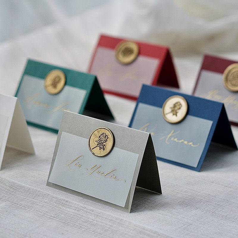 折叠席位婚礼名卡座位卡宴宴会名牌席位卡