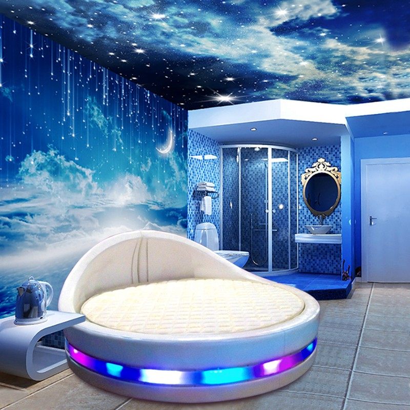 情趣床电动圆床水床太空星空情侣主题轻奢精品酒店宾馆床民宿家具