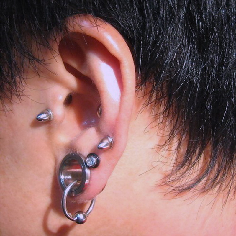 人体穿刺饰品钛钢耳扩耳器滑轮轮式耳环欧美耳环
