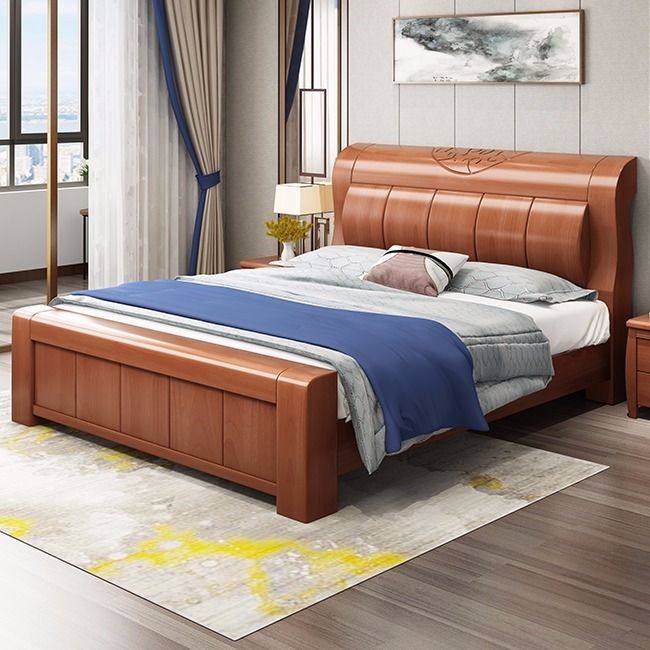 主卧新中式中式全实木床橡木2米大床现代简约双人床实木床