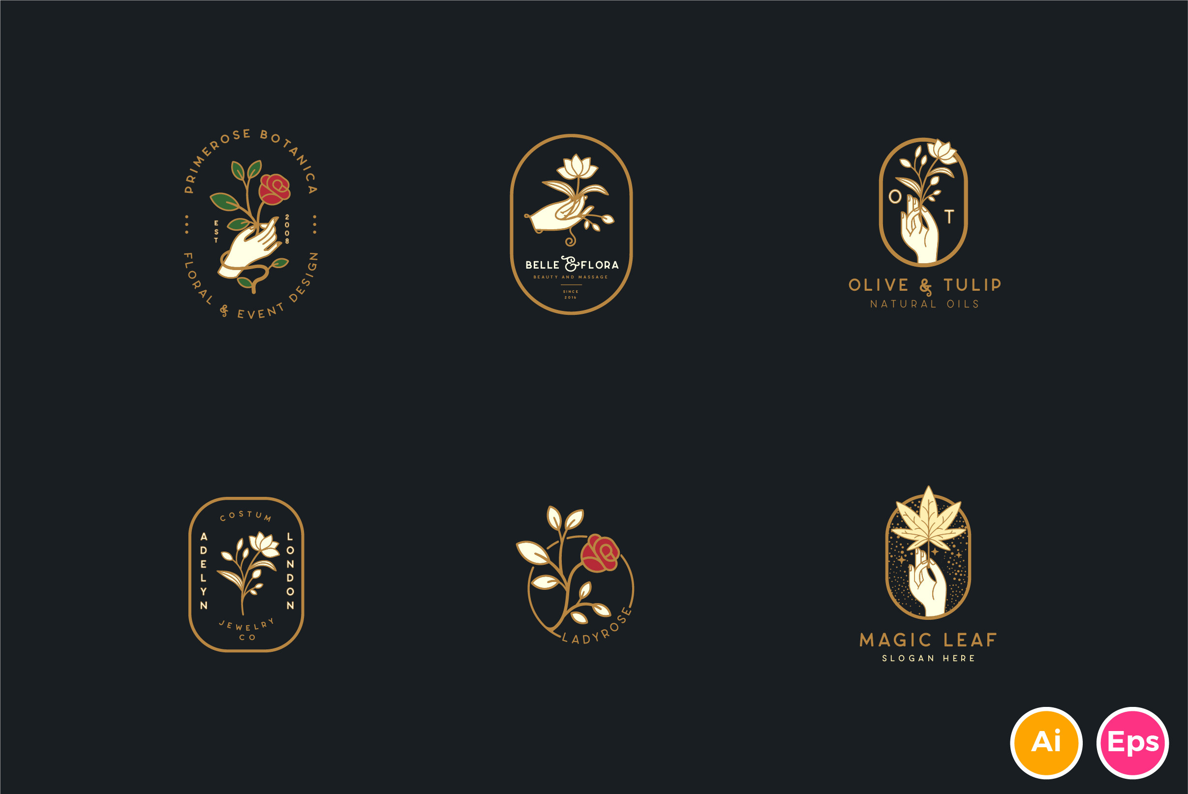 花店花艺化妆品护肤品酒店文创品牌vi提案logo设计素材